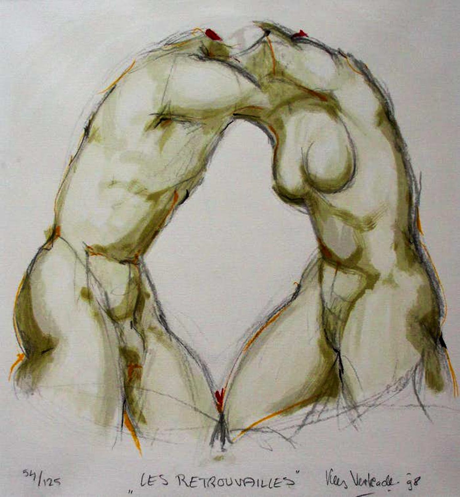 Kees Verkade - litho: Les retrouvailles - 1998 verkocht voor € 249!