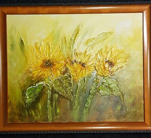 Jochem de Graaf - Zonnebloemen in reliëf kopen? Bied vanaf 250!