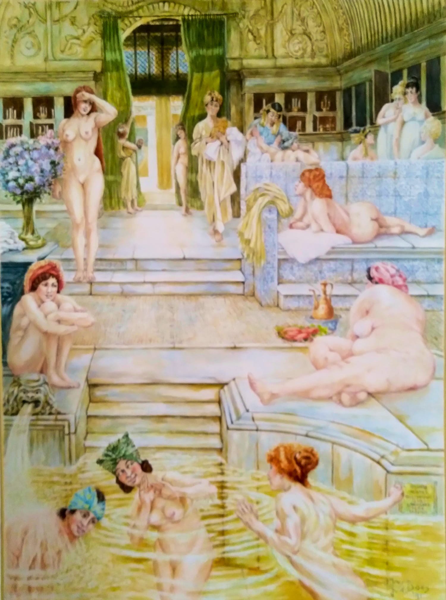 Niet of onleesbaar gesigneerd - J.C. van der Does- Badende dames kopen? Bied vanaf 1!