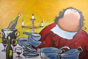 Theo Broeren - Acryl op doek, Home alone verkocht voor € 70!