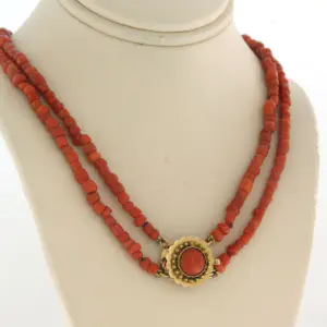 14k geel gouden slot met twee rijïge parel collier - 40 cm kopen? Bied vanaf 140!