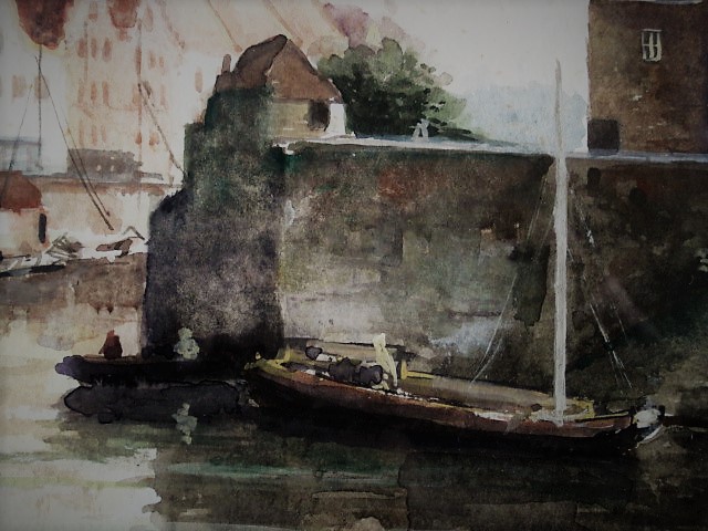 Niet of onleesbaar gesigneerd - 19e Eeuwse Aquarel "vestiging Stad aan het water" gesigneerd  kopen? Bied vanaf 1!