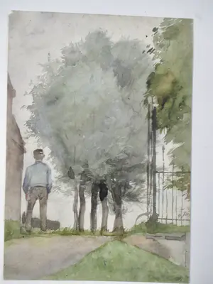 Niet of onleesbaar gesigneerd - 12 x Aquarel/Tekening div. Kunstenaars Landschap kopen? Bied vanaf 1!