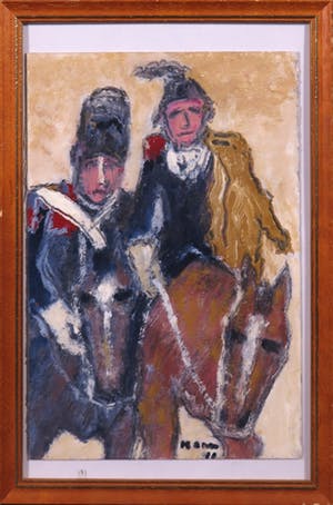 Pieter Haan - Acryl op board, Lot van twee werken met figuren - Ingelijst kopen? Bied vanaf 1!