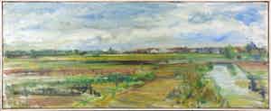 Willy Rieser - Olieverf op doek, Landschap bij Warmond - Ingelijst verkocht voor € 200!