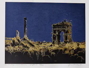 Jos Muris - Erg mooie kleuren - Zeefdruk "landschap met Ruines" beperkte oplage (115) kopen? Bied vanaf 40!