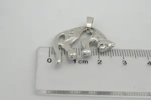 14- Mooi gedetailleerde 14 karaats wit-gouden panter hanger met 12 zirkonen kopen? Bied vanaf 190!
