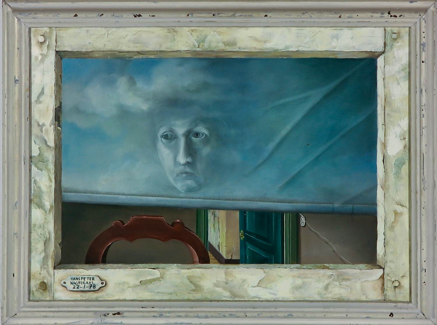 Hans Peter Nagtegaal - Olieverf op doek, Rolgordijn (Trompe-l'oeil) - Ingelijst kopen? Bied vanaf 150!