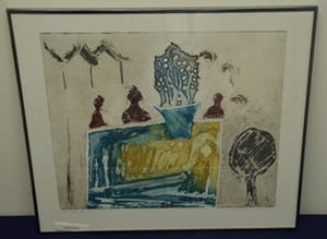 Jan Montyn - "Interior, Cambodja II", 1994, III/V - Ets op papier kopen? Bied vanaf 50!