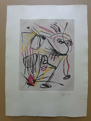 Karel Appel - LOS PAJAROS / AQUATINT-KLEURETS / 76x56cm / SIG / 1988 kopen? Bied vanaf 495!