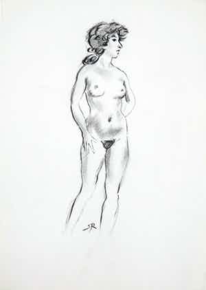 Jan Sluijters (jr.) - Tekening, Staand naakt verkocht voor € 40!