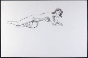 Jan Sluijters (jr.) - Krijttekening op papier, Liggend naakt met vuist in mond kopen? Bied vanaf 1!
