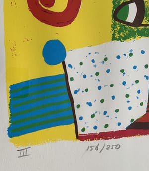 Clemens Briels - Kleurenzeefdruk | 'Zonder titel' | 1995 (INGELIJST) kopen? Bied vanaf 100!