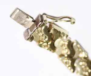 Antieke gouden schakel armband met veiligheids ketting kopen? Bied vanaf 2400!