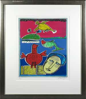 Corneille - Zeefdruk, Le Marin - Ingelijst verkocht voor € 1!