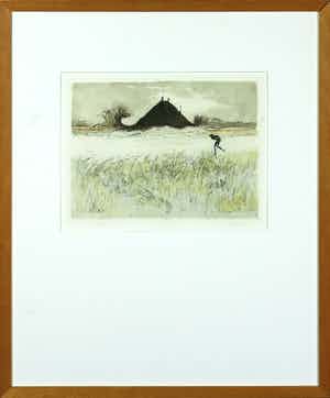 Mart Kempers - Ets en aquatint, Zonder titel - Ingelijst verkocht voor € 35!