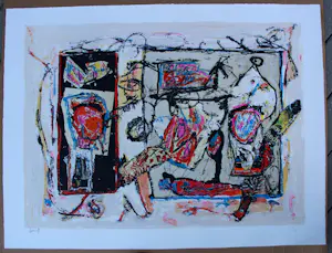 AcheterJacques Doucet - Kleuren litho: Abstracte compositie - Rivages-visages-paysages du Sepik III? Enchérissez de 225!