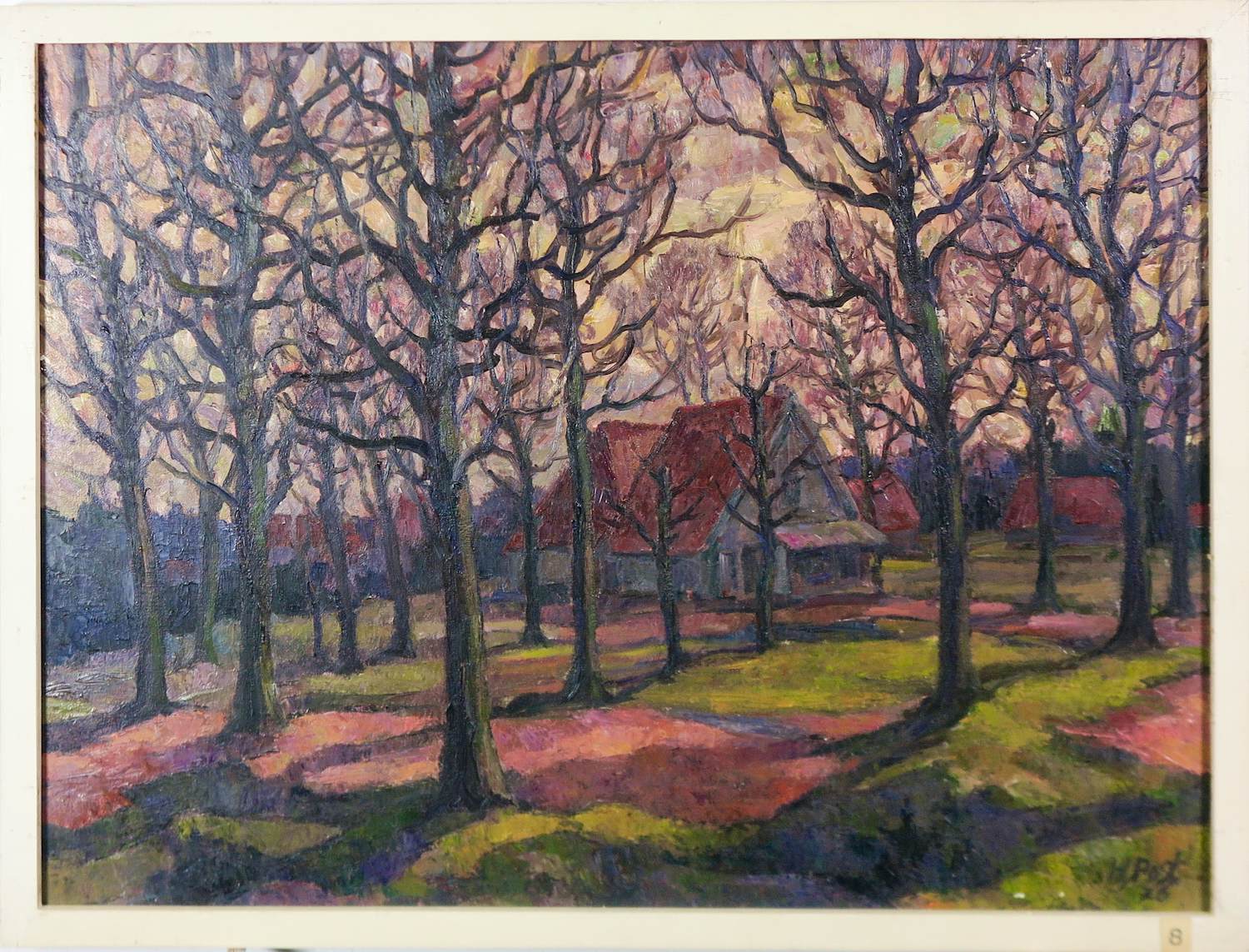 Harmen Klaas Post - Olieverf op paneel, Huis in het bos - Ingelijst kopen? Bied vanaf 120!