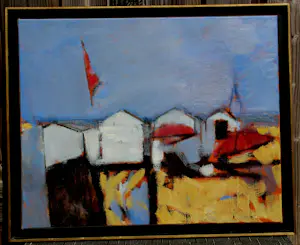 Peter Teeling - Olieverf op doek: Strandgezicht in Heist - 1993 kopen? Bied vanaf 399!