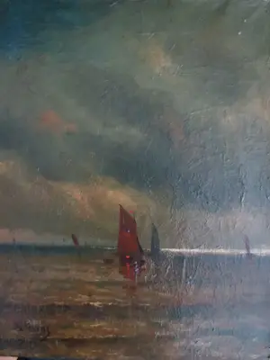 Alfred Stevens - (1823-1906) Zeegezicht Zeilboten kopen? Bied vanaf 250!