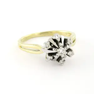 Buy 14k bicolour gouden ring met briljant en single cut geslepen diamant tot. 0.20ct? Bid from 410!