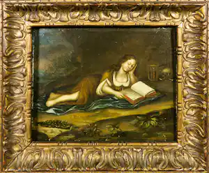 18e-eeuwse Schilderkunst - Naar Poussin - Olieverf op paneel, Maria Magdalena verkauft für € 150!