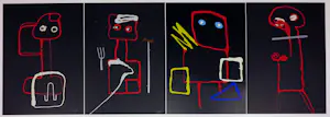 Theos - Zeefdruk, Lot van 4 abstracte figuren kaufen? Bieten Sie von 70!