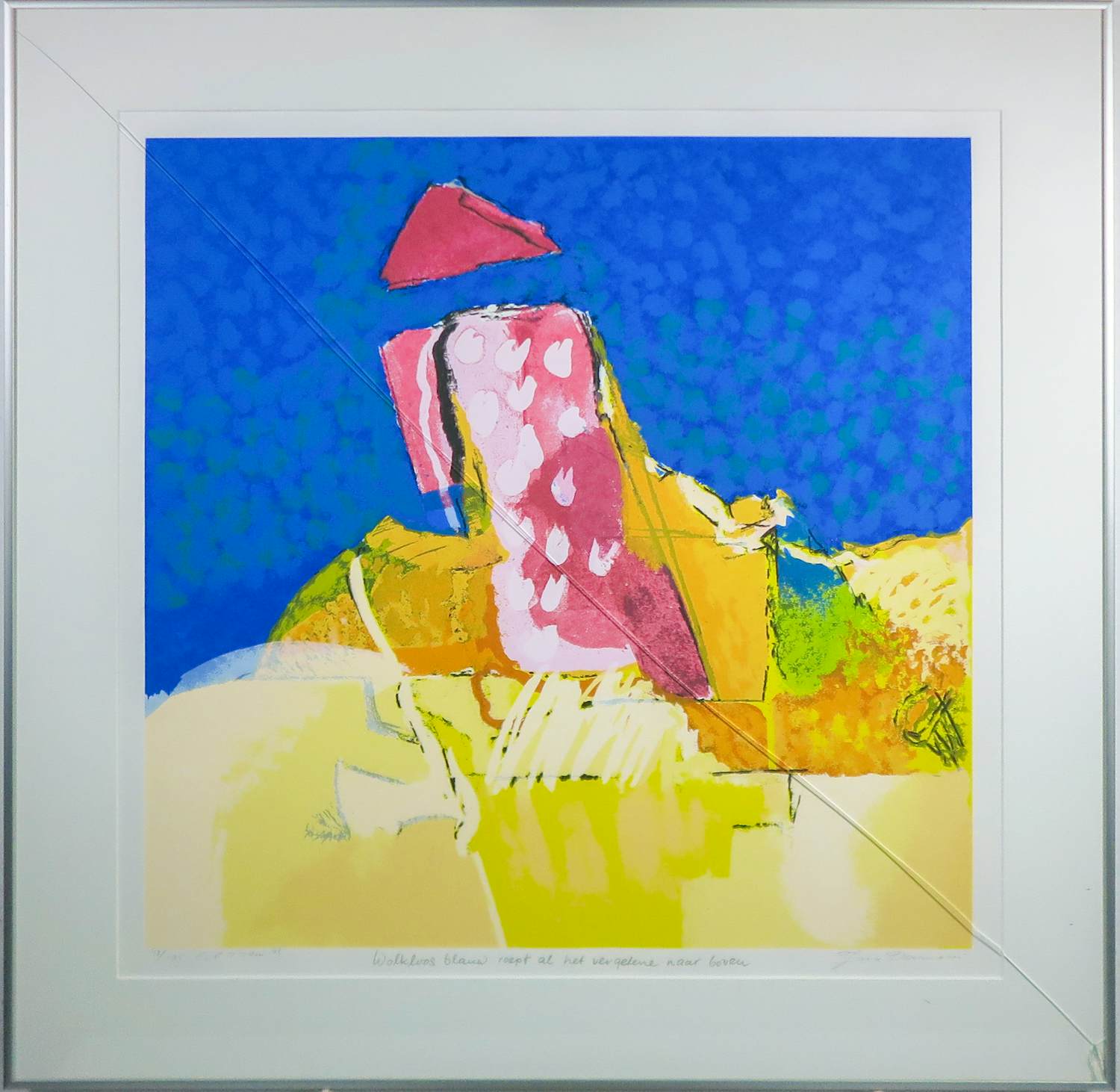 Henk van Vessem - Zeefdruk, Wolkloos blauw - Ingelijst kopen? Bied vanaf 35!