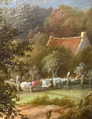 Willem Simon Petrus van der Vijver - Landschap met drogende was (Beek bij Nijmegen) kopen? Bied vanaf 400!