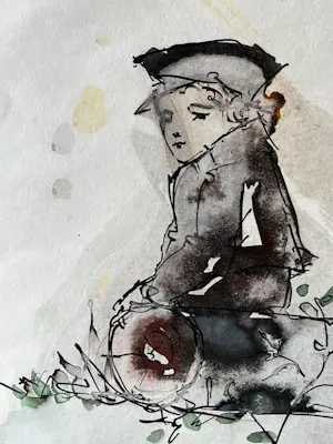 Ali Schindelhütte - Junge auf Baumstamm kopen? Bied vanaf 100!