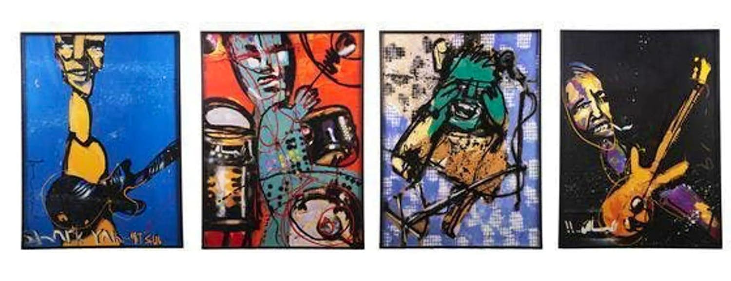 Herman Brood - De band, vier zeefdrukken uit deze serie kopen? Bied vanaf 1300!