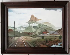 Joop Kobs - Treinstation in berglandschap kopen? Bied vanaf 250!