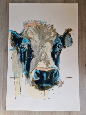 Theo Onnes - Zeefdruk. Titel. "Cow 1 ( Groot ) kopen? Bied vanaf 80!