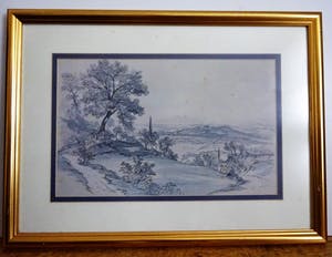 Niet of onleesbaar gesigneerd - Heuvellandschap met boom kopen? Bied vanaf 1!