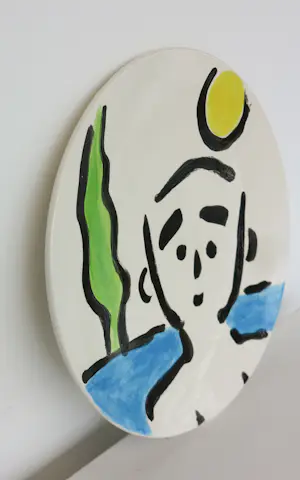 Bart Drost - Set van 3 keramieken (wand)borden, Dromeland & Lief baasje & Tussen de coulissen kopen? Bied vanaf 100!