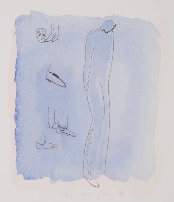 Arie van Geest - Arie van Geest: Aquarel en Pen, Z.T. Figuur in blauw kopen? Bied vanaf 1!