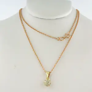 14k gouden collier en solitair hanger met Bolsjewiek geslepen diamant kopen? Bied vanaf 480!