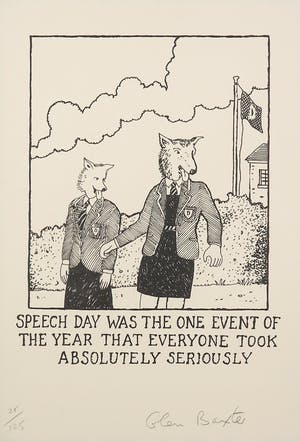Glen Baxter - Litho, Speech day was the one event (...) - Ingelijst kopen? Bied vanaf 1!