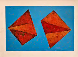 Pieter de Haard - intrigerend geometrisch abstract acrylverf - 1943 - in originele lijst verkauft für € 325!