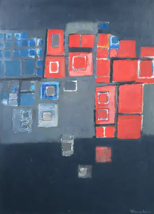 Piet Schoenmakers - Olieverf op board, Zonder titel - Ingelijst kopen? Bied vanaf 350!