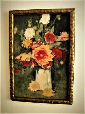 Frans De Geetere - befaamd Vlaams avant-Gardist - Gouache - Pioenrozen - omstreeks 1930 verkocht voor € 290!