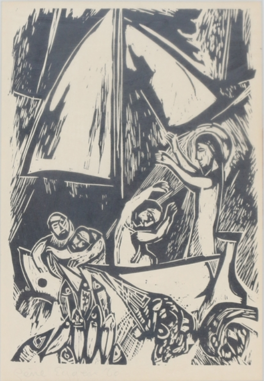 Gene Eggen - Houtdruk, Ingelijst kopen? Bied vanaf 70!