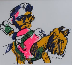 Herman Brood - Ingelijste zeefdruk: Stokpaardje - (Zeer nette lijst!) kopen? Bied vanaf 299!