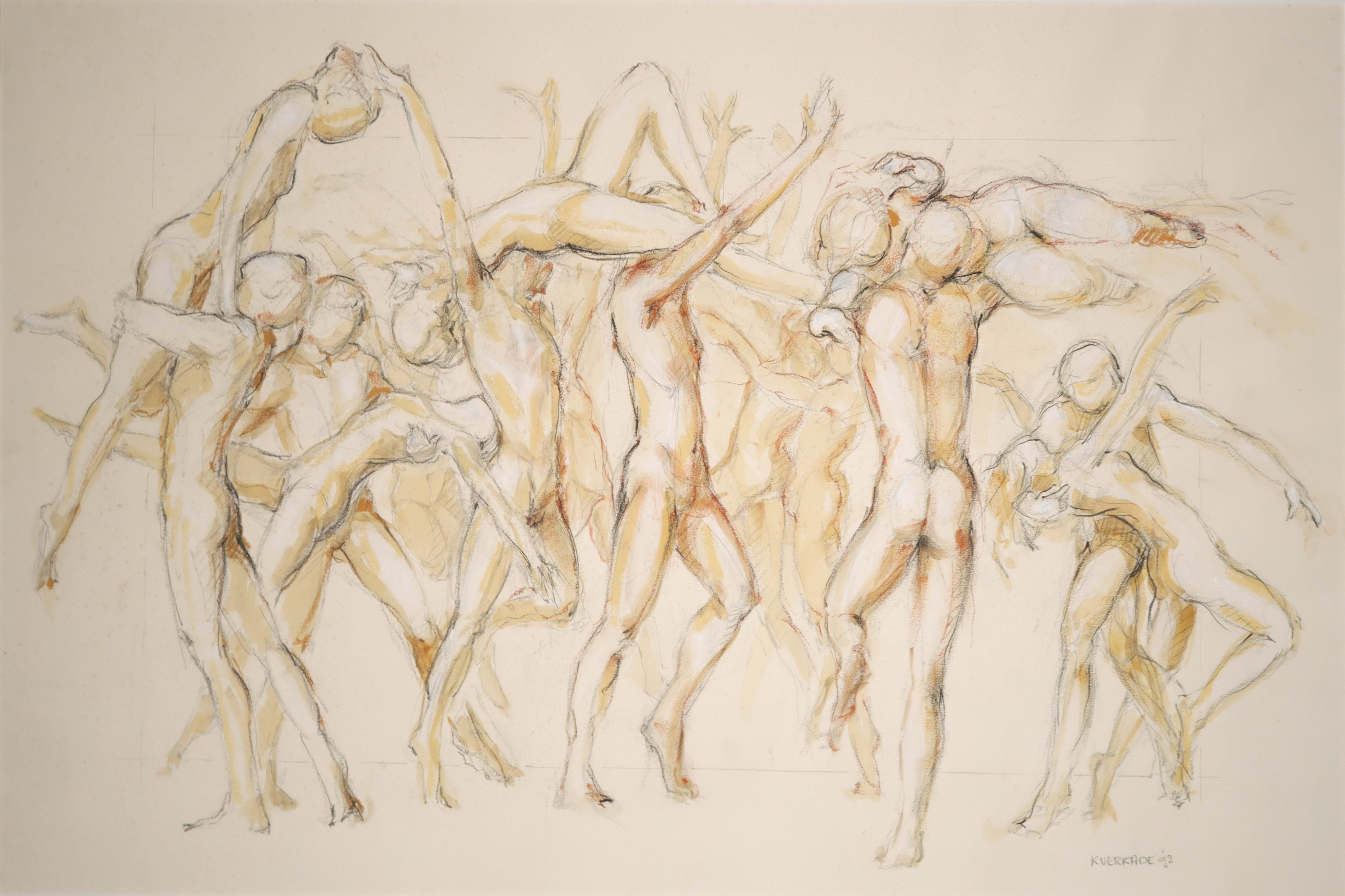 Kees Verkade - Gemengde techniek op papier, Figuurstudies (Groot) kopen? Bied vanaf 600!