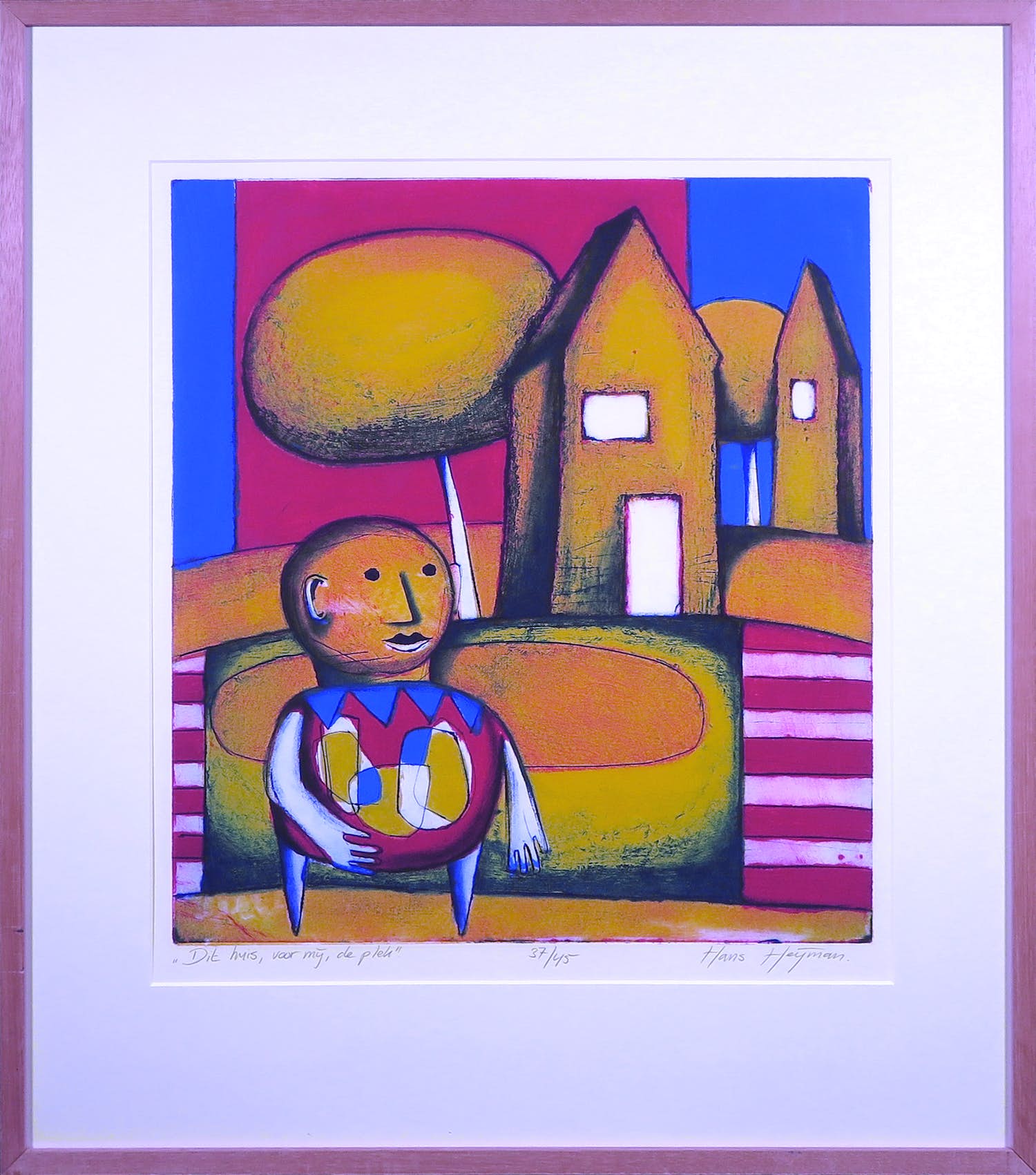 Hans Heijman - Kleurenets, Dit huis, voor mij, de plek - Ingelijst verkocht voor € 35!