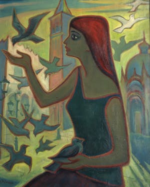 Klaas Pijlman - Olieverf op doek , “Duivenmeisje Venetië” – GROOT - ingelijst – 1962 kopen? Bied vanaf 150!