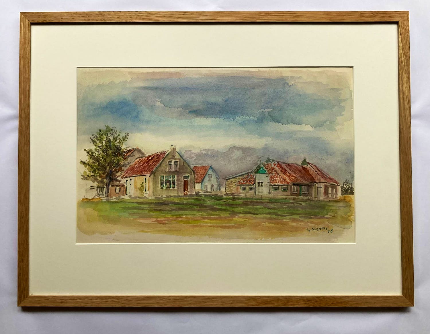 Ger Sluijter - Terschelling - dorpsgezicht - aquarel - gesigneerd verkocht voor € 40!
