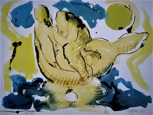 Nic Jonk - GROTE gesigneerde Litho "het Paar" - Fraai ingelijst kopen? Bied vanaf 30!