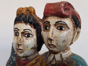 Niet of onleesbaar gesigneerd - Gekleurd houten beeld - Volkskunst kopen? Bied vanaf 1!