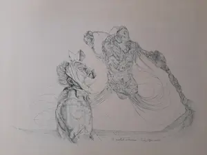 Andre Gouw - Stifttekening, Titel, Es geschah ubermorgen. ( Het gebeurde overmorgen ) kopen? Bied vanaf 20!